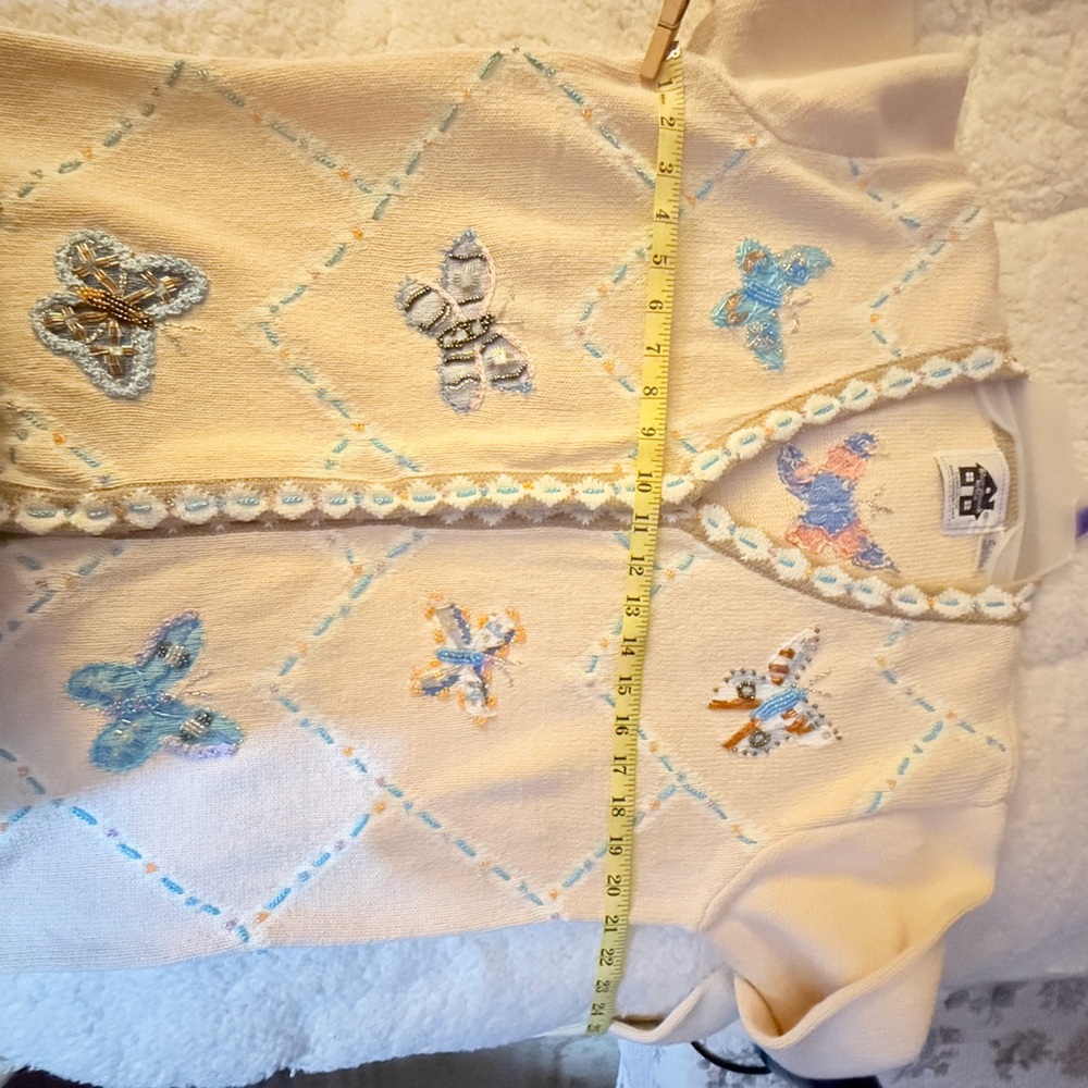 Storybook Knits Cream Cardigan with Butterfly Embroidery - Picture 13 of 14